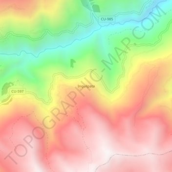Carte topographique Inquilpata, altitude, relief