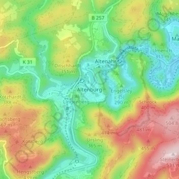 Carte topographique Altenburg, altitude, relief