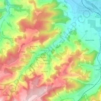 Carte topographique Bad, altitude, relief