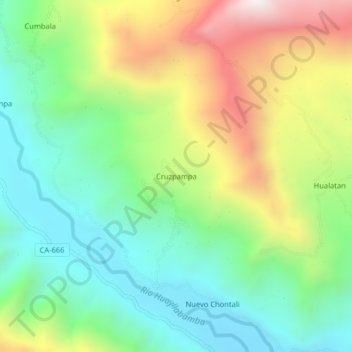 Carte topographique Cruzpampa, altitude, relief