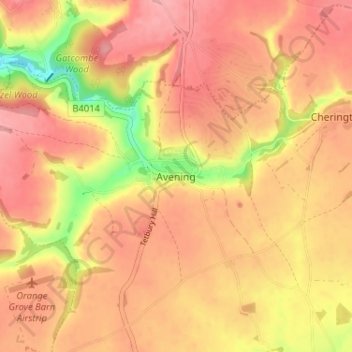Carte topographique Avening, altitude, relief