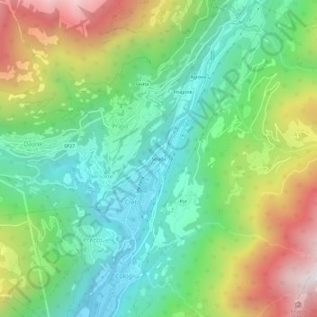 Carte topographique Strada, altitude, relief