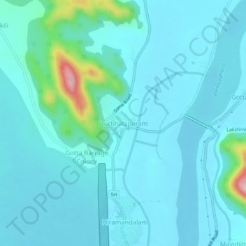 Carte topographique Durbhalapuram, altitude, relief