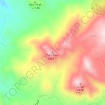 Carte topographique Twin Peak, altitude, relief