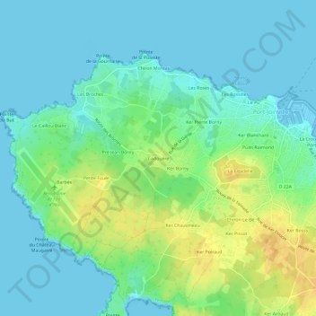 Carte topographique Cadouère, altitude, relief