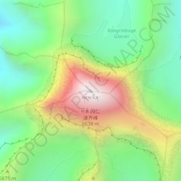 Carte topographique གངས་རིན་པོ་ཆེ 冈仁波齐峰, altitude, relief