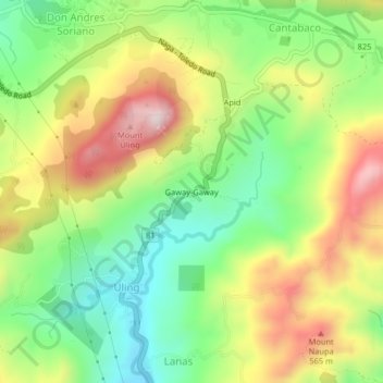 Carte topographique Gaway-Gaway, altitude, relief