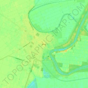 Carte topographique Becej, altitude, relief
