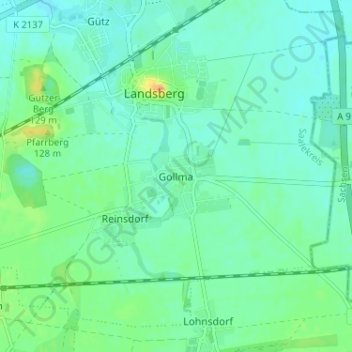 Carte topographique Gollma, altitude, relief