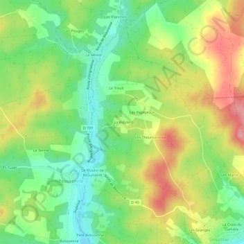 Carte topographique La Vidalie, altitude, relief