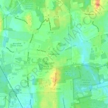 Carte topographique Cottage Grove, altitude, relief