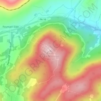 Carte topographique Raven Rock Mountain, altitude, relief