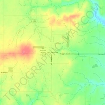 Carte topographique East Newbern, altitude, relief