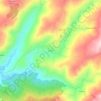 Carte topographique Coura, altitude, relief