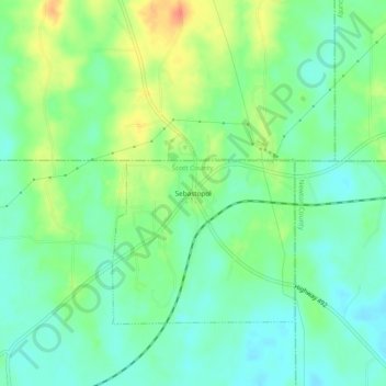 Carte topographique Sebastopol, altitude, relief