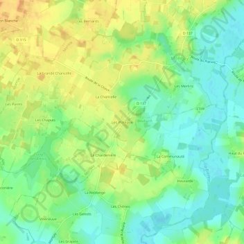 Carte topographique Les Plateaux, altitude, relief