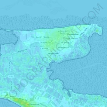 Carte topographique Les Martineau, altitude, relief