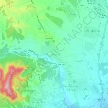 Carte topographique Establiments, altitude, relief