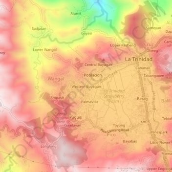 Carte topographique Western Buyagan, altitude, relief