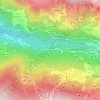 Carte topographique Grand Carrey, altitude, relief