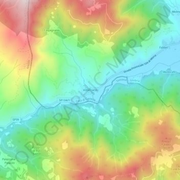 Carte topographique Volterrano, altitude, relief
