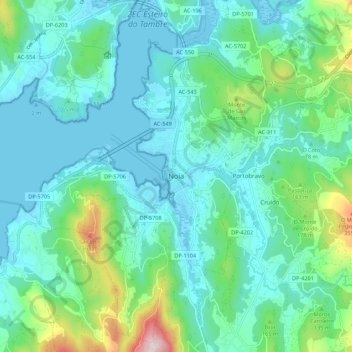 Carte topographique Noia, altitude, relief