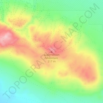 Carte topographique Superstition Mountain, altitude, relief