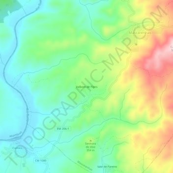 Carte topographique Valbom de Figos, altitude, relief