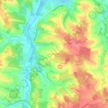 Carte topographique Les Hourques, altitude, relief