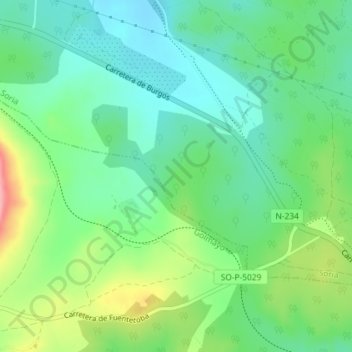 Carte topographique Cuerda Larga, altitude, relief