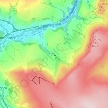 Carte topographique Lumbutts, altitude, relief