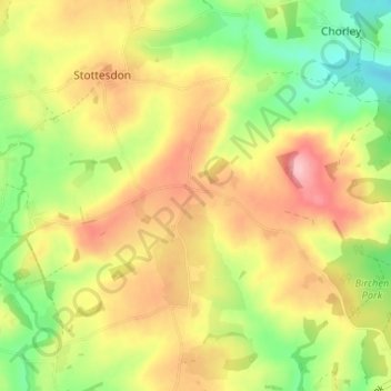 Carte topographique Bagginswood, altitude, relief