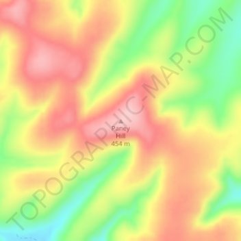 Carte topographique Paney Hill, altitude, relief