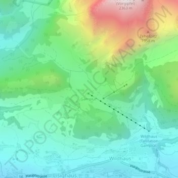 Carte topographique Gamplüt, altitude, relief