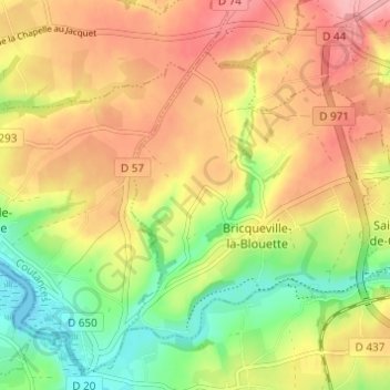 Carte topographique Le Breuil, altitude, relief