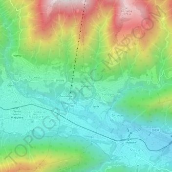 Carte topographique Vocogno, altitude, relief