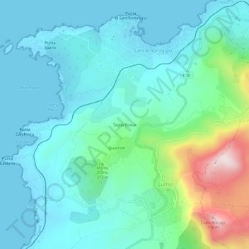 Carte topographique Taglia-Foscia, altitude, relief