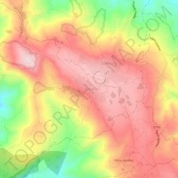 Carte topographique Ineia, altitude, relief
