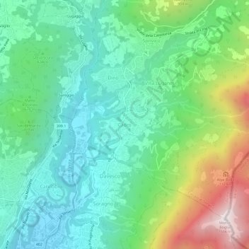 Carte topographique Cadro, altitude, relief