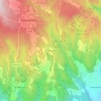 Carte topographique El Puente, altitude, relief