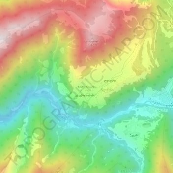 Carte topographique Zemo Chobani, altitude, relief