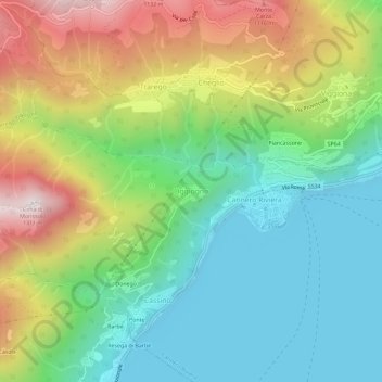 Carte topographique Oggiogno, altitude, relief