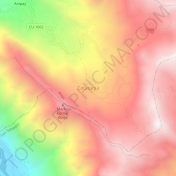 Carte topographique Cotataqui, altitude, relief