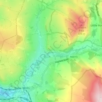 Carte topographique Thornsett, altitude, relief