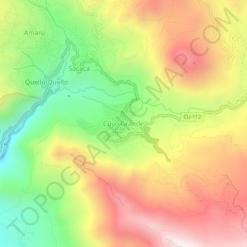 Carte topographique Cuyo Grande, altitude, relief