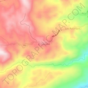 Carte topographique El Castaño, altitude, relief