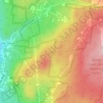 Carte topographique January Hills, altitude, relief