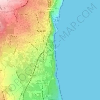 Carte topographique Santa Caterina, altitude, relief