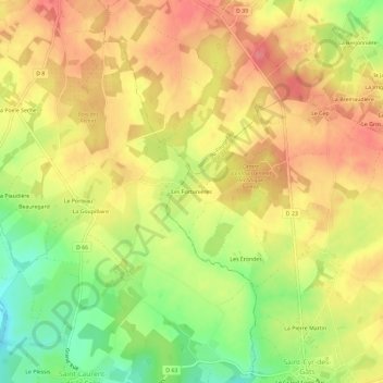 Carte topographique Les Fortunières, altitude, relief