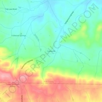 Carte topographique Caseyville, altitude, relief